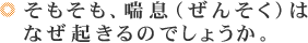 そもそも、喘息（ぜんそく）はなぜ起きるのでしょうか。