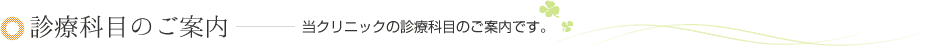 診療科目のご案内。当クリニックの診療科目のご案内です。